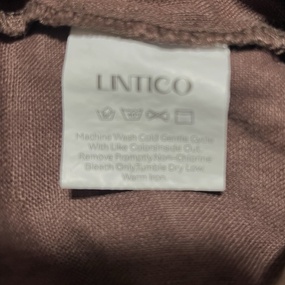 Lintico 100% LInen Wide Leg Trousers Womens S (26x27) Brown Button Front Pleats - Picture 6 of 7